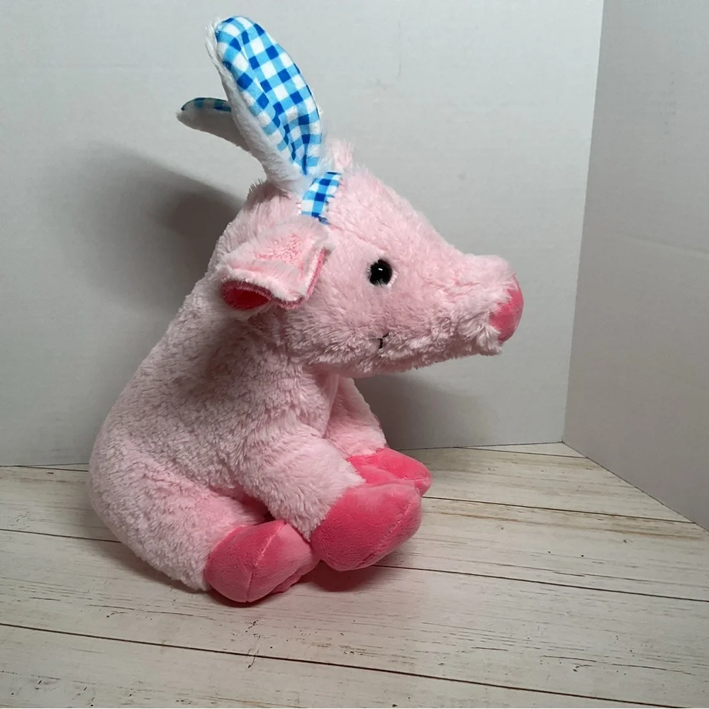 DAN DEE Collectors Choice Smiling Pink Pig Plush with Bunny Ears Stuffed Animal